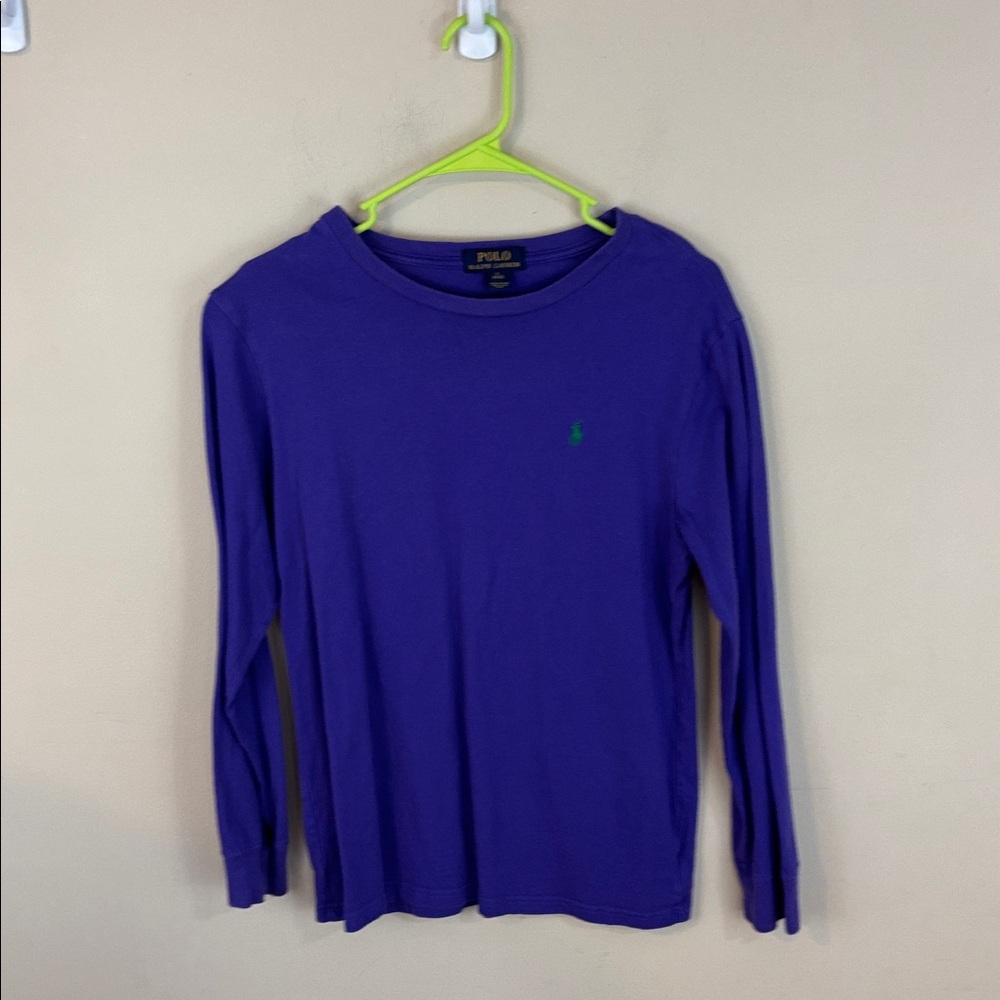 Youth Polo by Ralph Lauren Vibrant Purple Crew Neck Long Sleeve Tee Size L 14-16